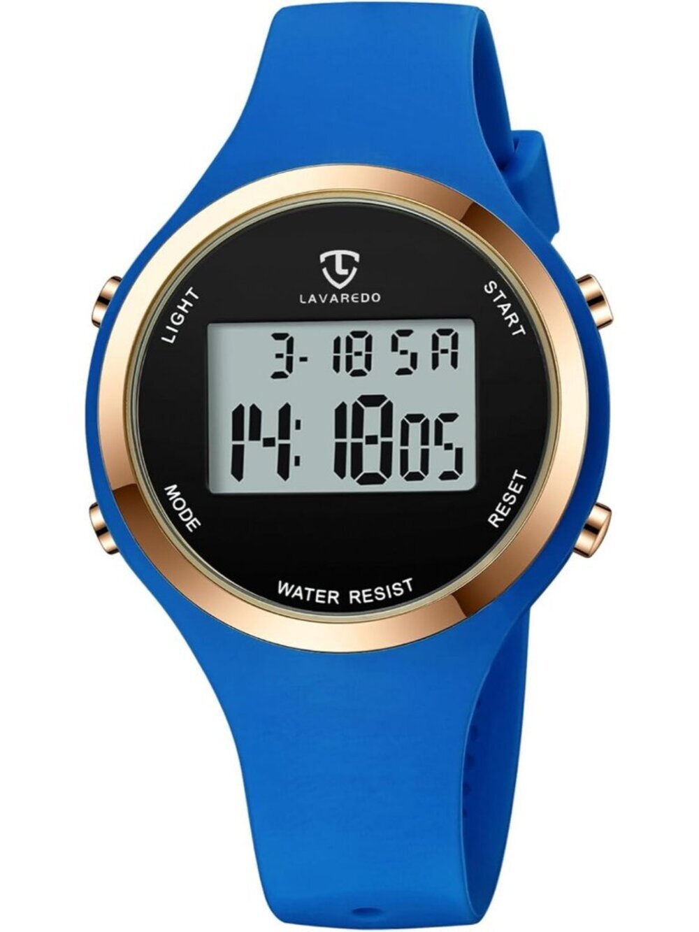 Women's Blue Quartz Chronograph Waterproof Outdoor Sport Alarm Digital Watch
